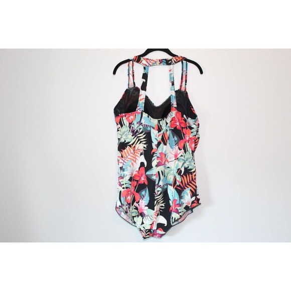 Swim 365 Tropical Floral Sarong Front One Piece Swimsuit Plus Size 24 H14334 - Picture 6 of 11